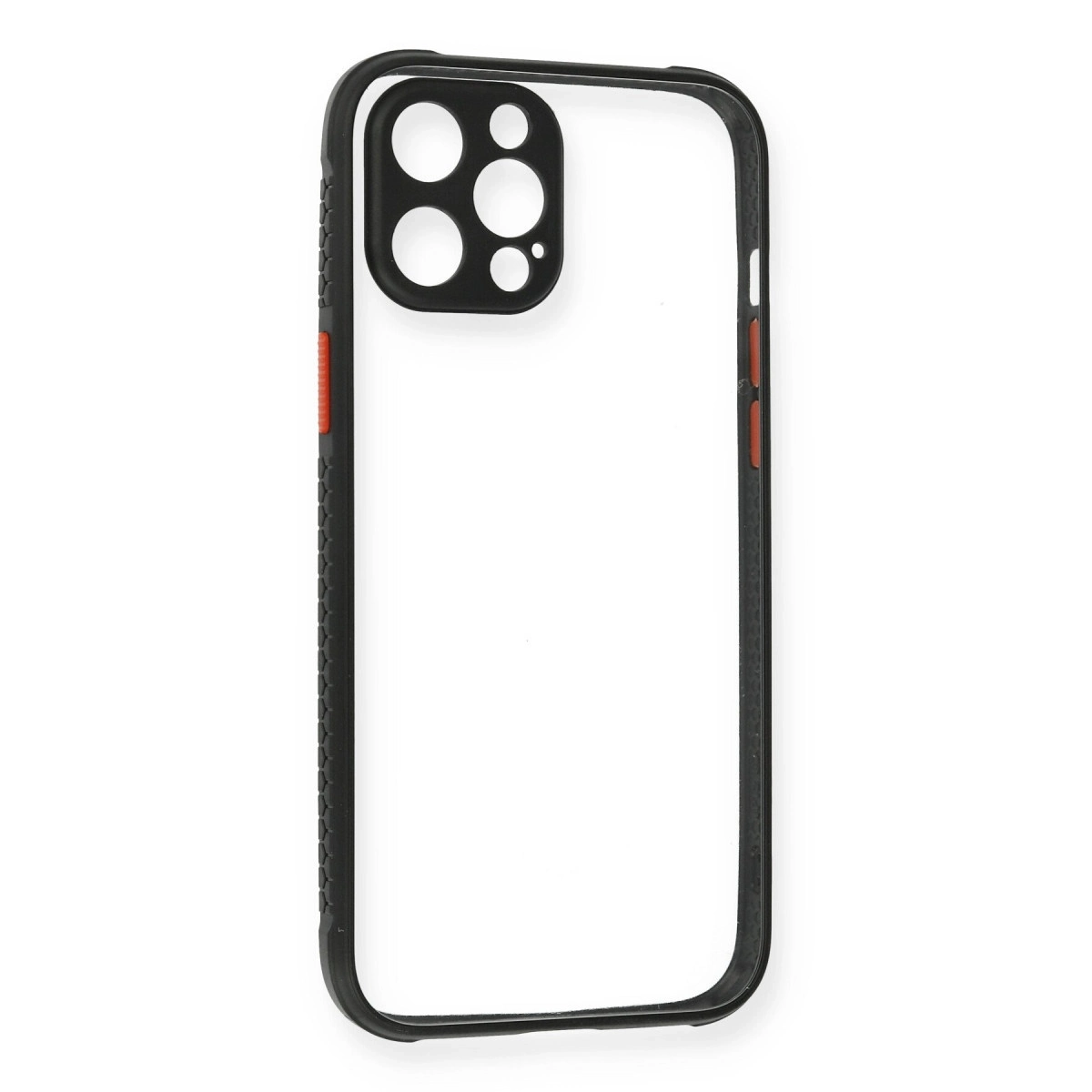 BUĞZ İphone 12 Pro Kılıf Miami Şeffaf Silikon - Siyah