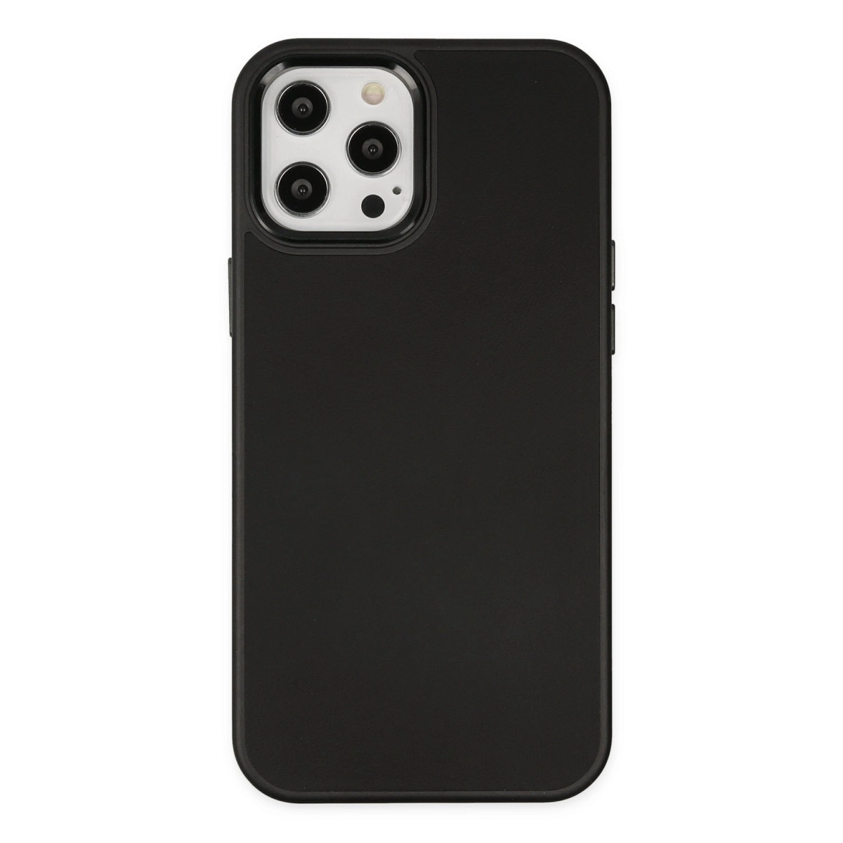 BUĞZ İphone 12 Pro Max Kılıf Asya Deri Silikon - Siyah