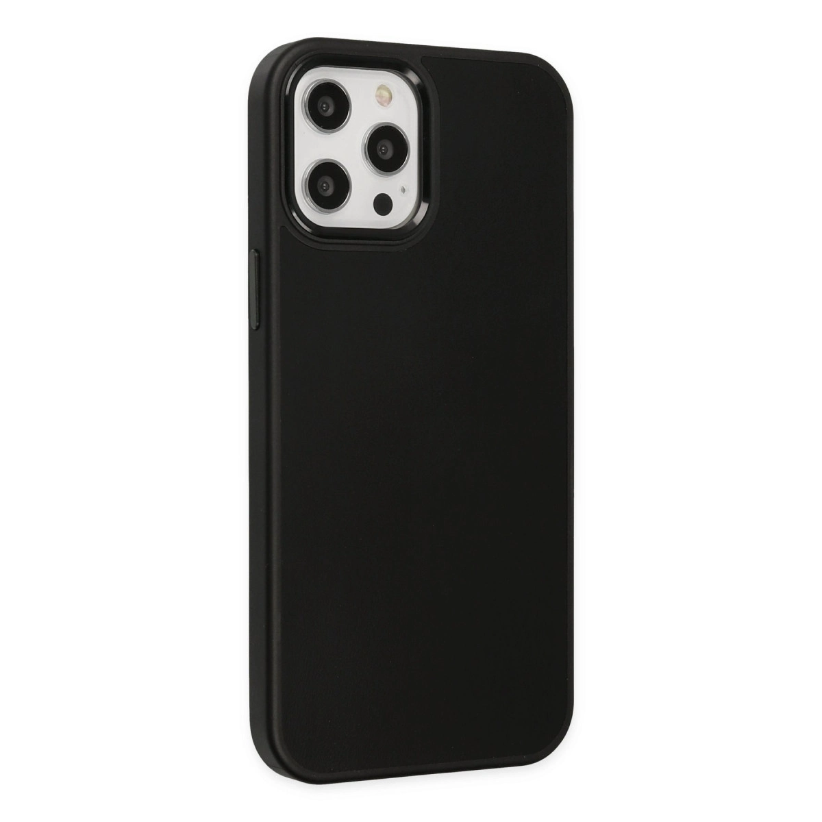 BUĞZ İphone 12 Pro Max Kılıf Asya Deri Silikon - Siyah