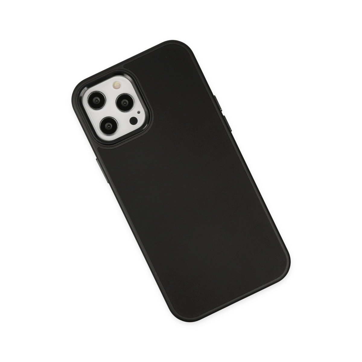 BUĞZ İphone 12 Pro Max Kılıf Asya Deri Silikon - Siyah