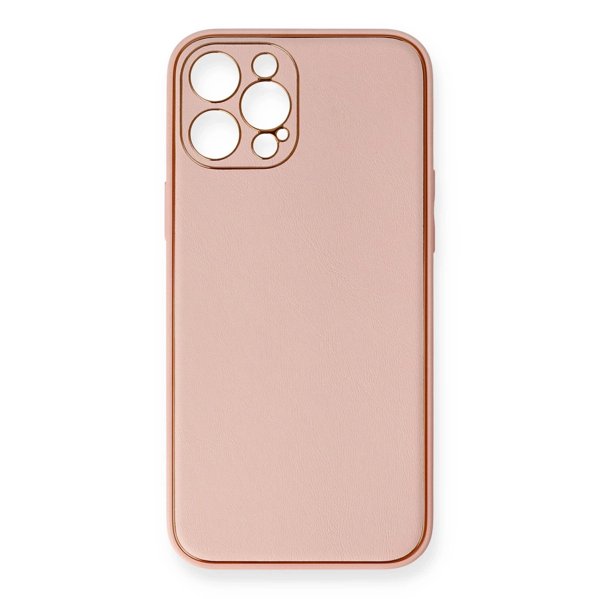 BUĞZ İphone 12 Pro Max Kılıf Coco Deri Silikon Kapak - Pembe