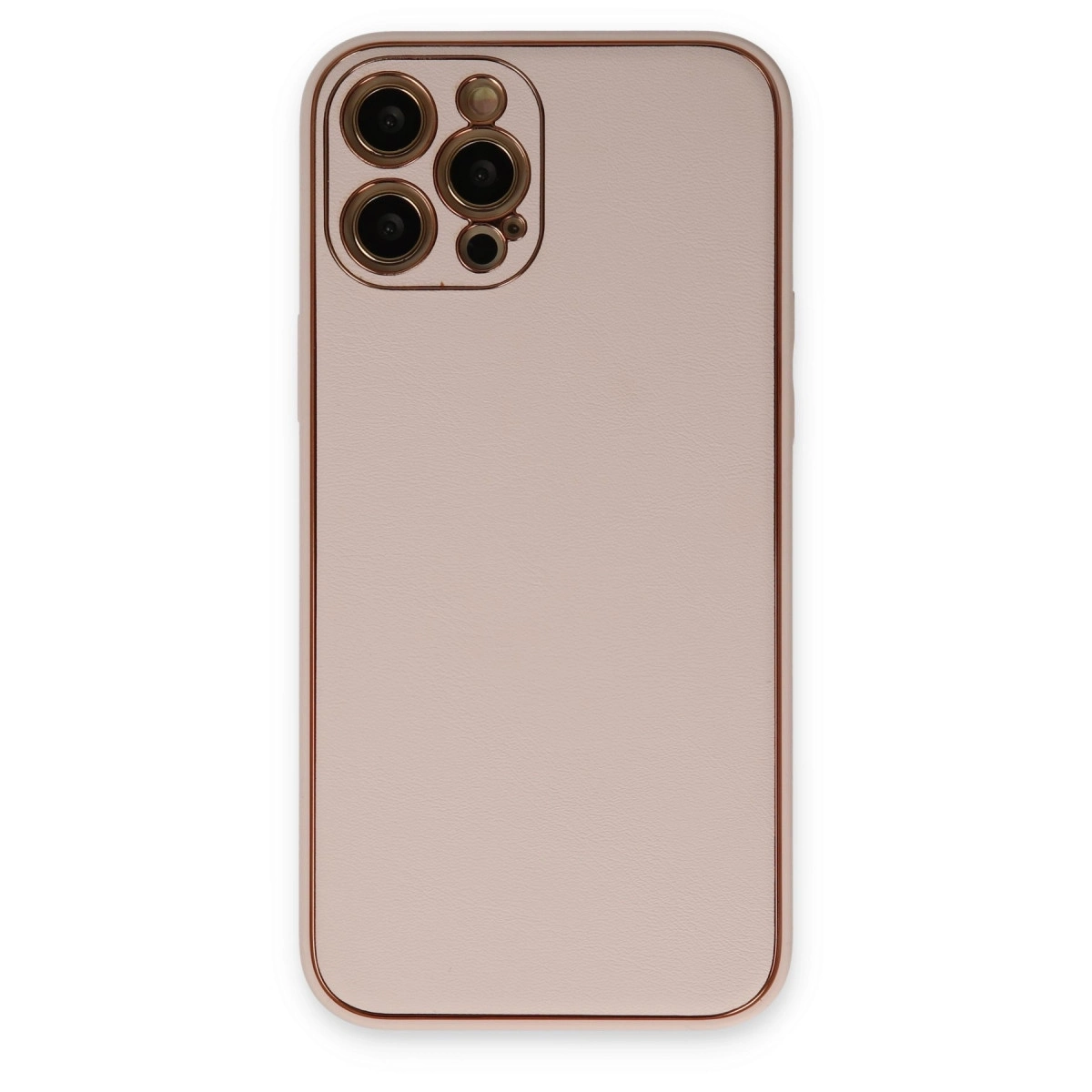 BUĞZ İphone 12 Pro Max Kılıf Coco Deri Silikon Kapak - Pudra