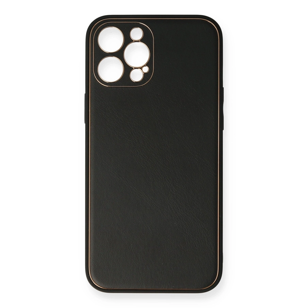 BUĞZ İphone 12 Pro Max Kılıf Coco Deri Silikon Kapak - Siyah