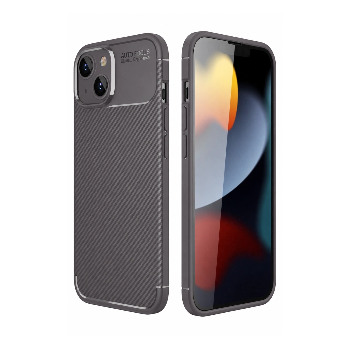BUĞZ İphone 14 Kılıf Auto Focus Karbon Kapak - Gri