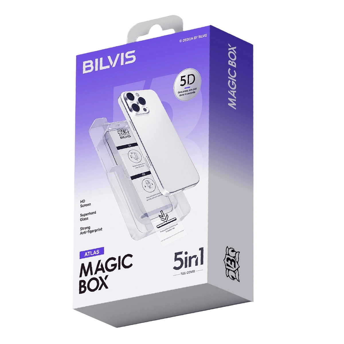 BUĞZ İphone 14 Pro Max Bilvis 5in1 3d Magic Cam Ekran Koruyucu - Siyah