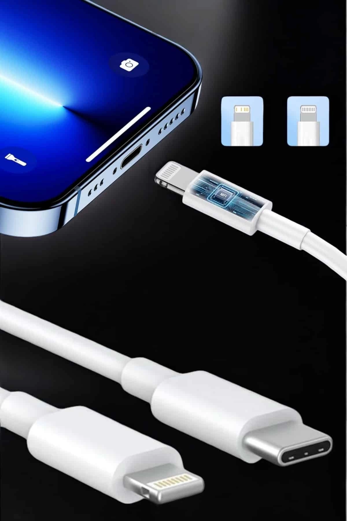 BUĞZ Iphone İOS Uyumlu Hızlı Şarj Kablosu Type C To Lightning 12 13 14 15 Pro Max