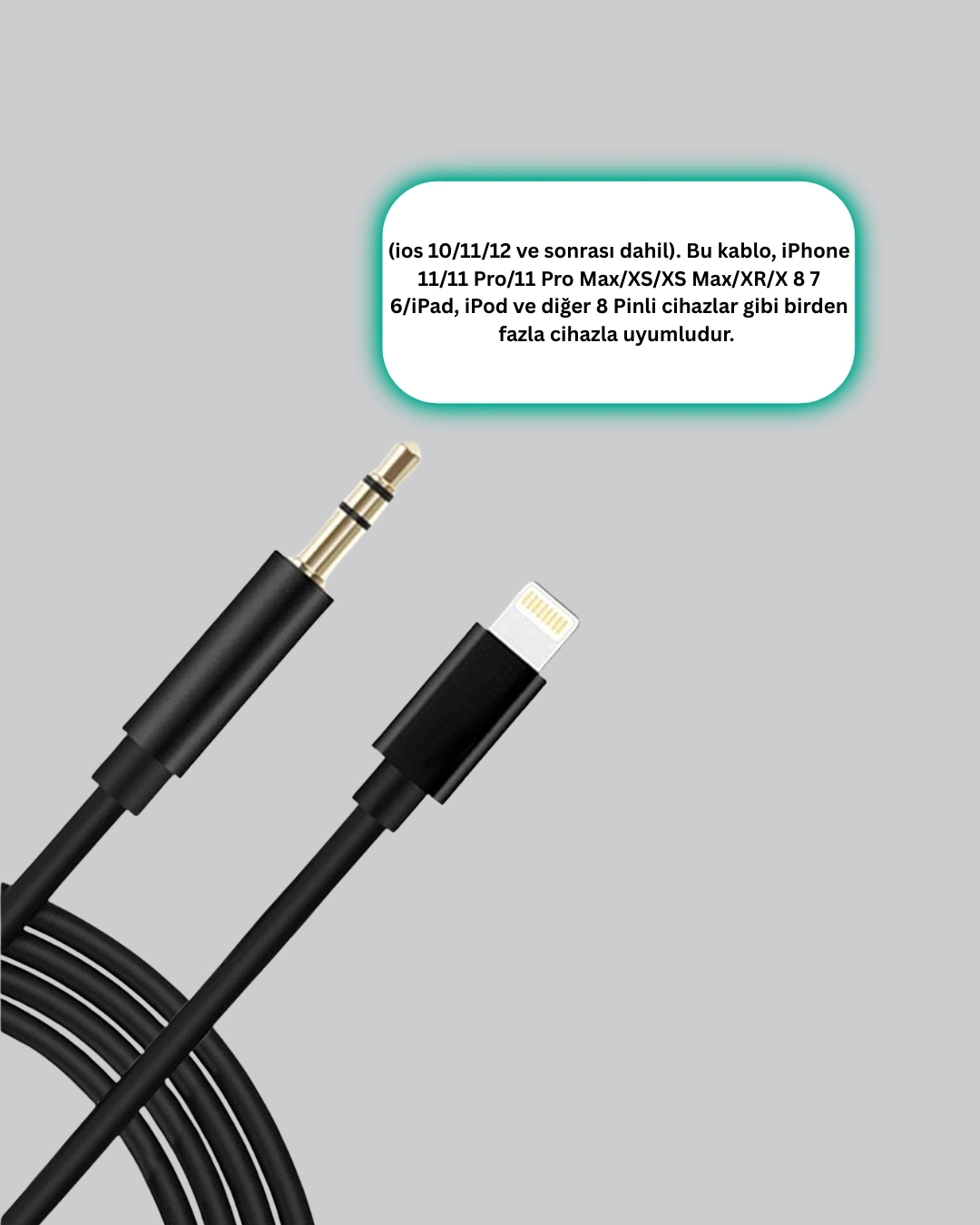 BUĞZ iPhone Uyumlu Lightning – 3.5mm Aux Adaptör Kablo Stereo Ses Aktarım