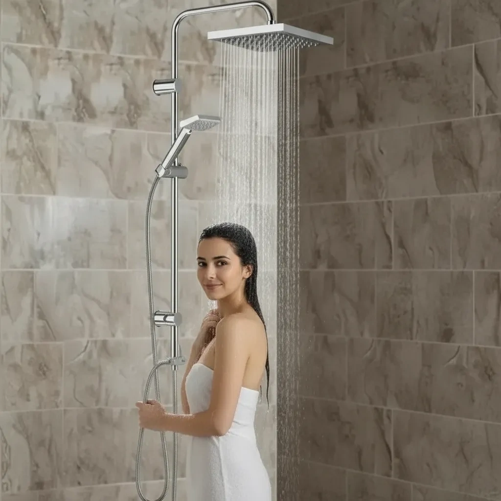 BUĞZ Irmak Premium Robot Yağmurlama Tepe Duş Sistemi – Modern Banyo Batarya Seti
