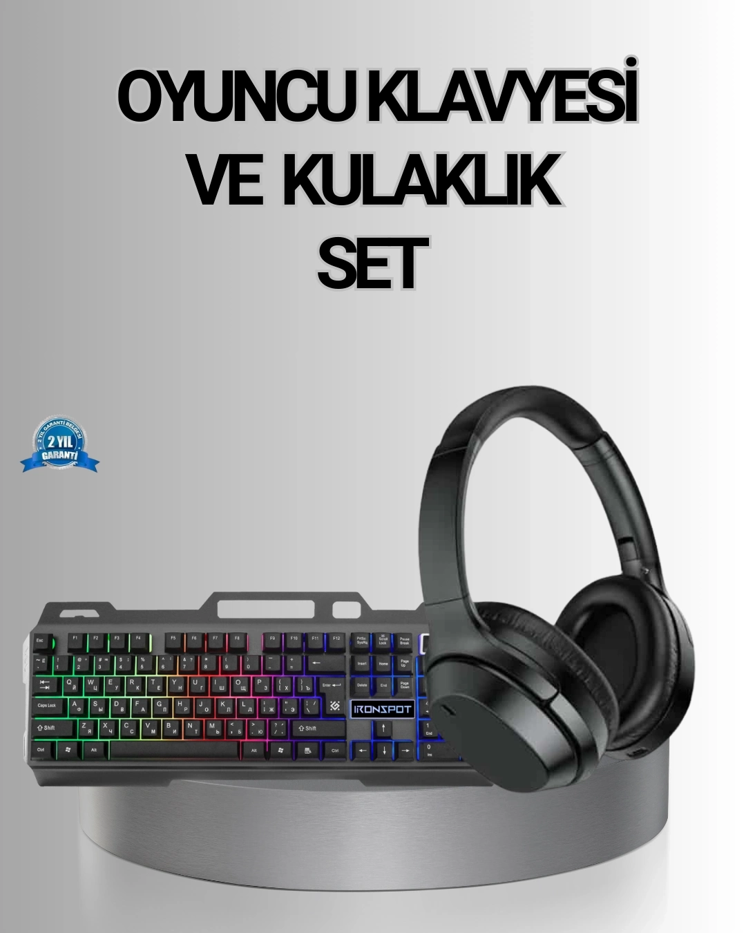 BUĞZ Işıklı Oyuncu Klavye Mouse ve Bluetooth Kulaklık Seti Türkçe Q USB