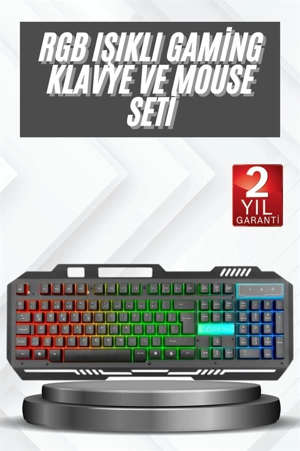 BUĞZ Işıklı Oyuncu Q Klavye Mouse Seti Siyah Gaming Oyuncu Klavye