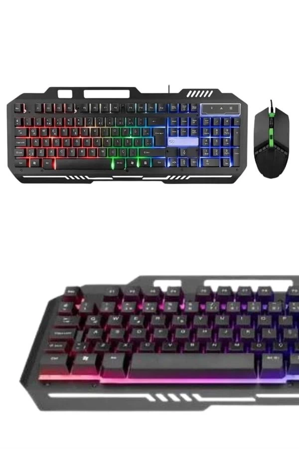 BUĞZ Işıklı Oyuncu Q Klavye Mouse Seti Siyah Gaming Oyuncu Klavye