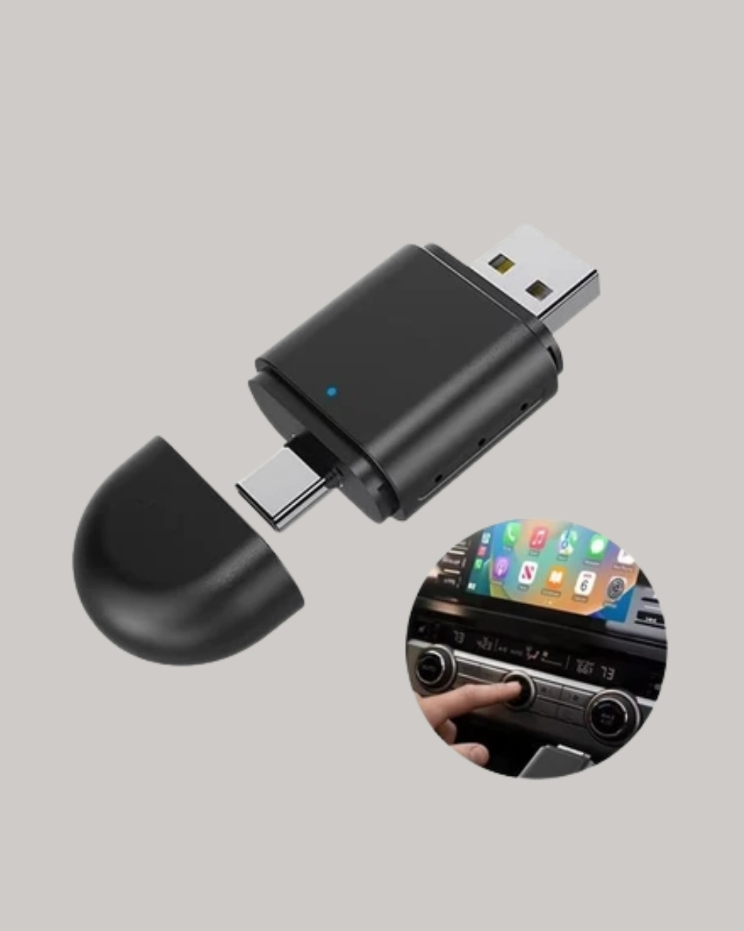 BUĞZ Kablosuz CarPlay ve Android Auto Dönüştürücü – USB-A & Type-C Girişli Akıllı Adaptör