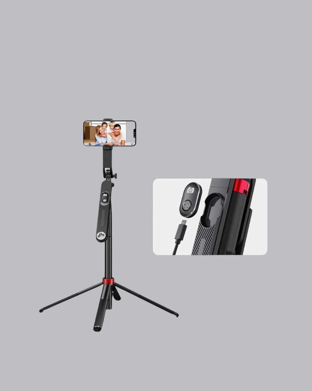 BUĞZ Kablosuz Çift Yaka Mikrofonu ve Tripodlu Selfie Çubuğu İçerik Üretici Seti