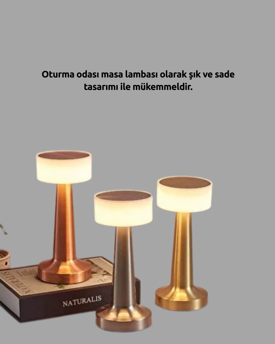 BUĞZ Kablosuz Dokunmatik Masa Lambası – Şık Modern Metal Gövde, USB Şarjlı