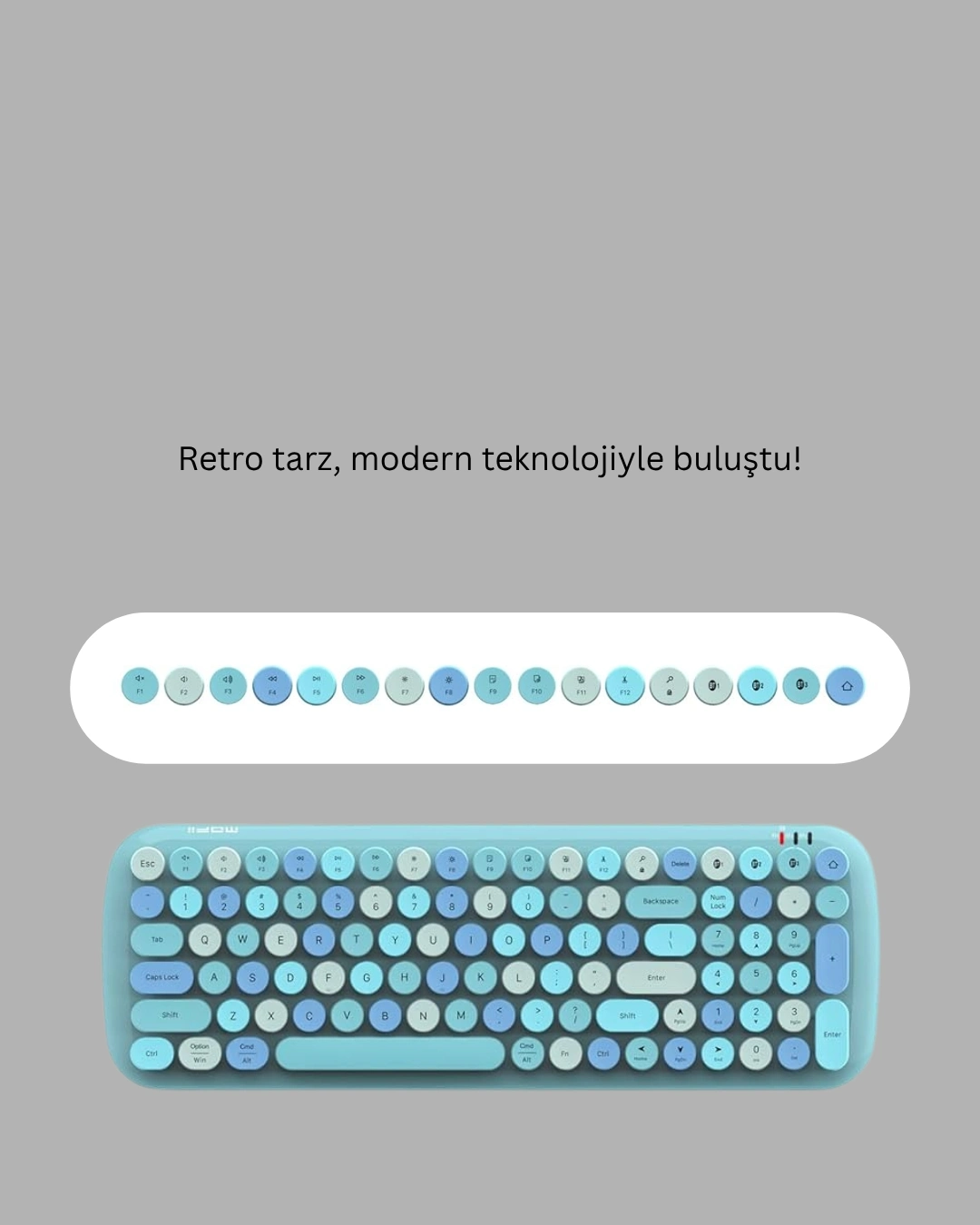 BUĞZ Kablosuz Klavye ve Mouse Seti – Sessiz Tuş, Retro Tasarım
