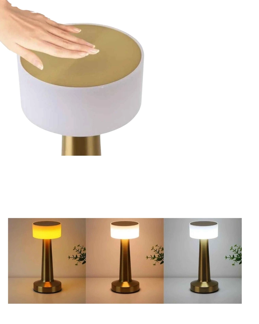 BUĞZ Kablosuz Mantar Masa Lambası Gold Kare Tasarım Type C Şarjlı