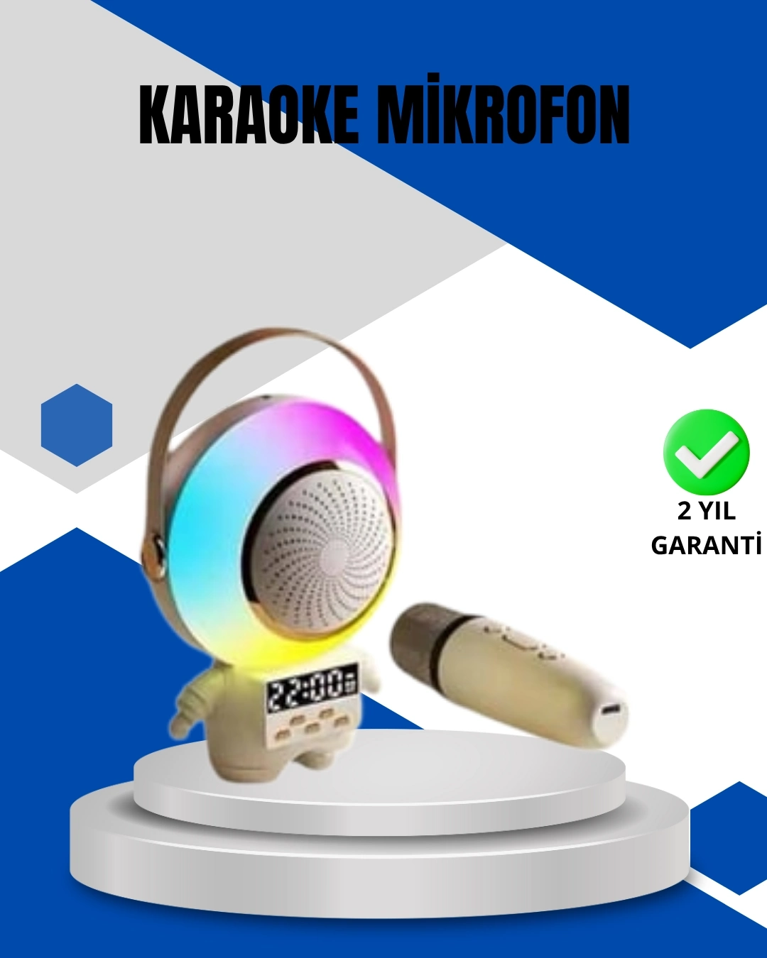 BUĞZ Kablosuz Mikrofonlu Astronot Tasarım Bluetooth Speaker Karaoke