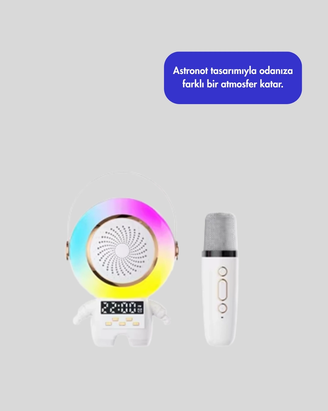 BUĞZ Kablosuz Mikrofonlu Astronot Tasarım Bluetooth Speaker Karaoke