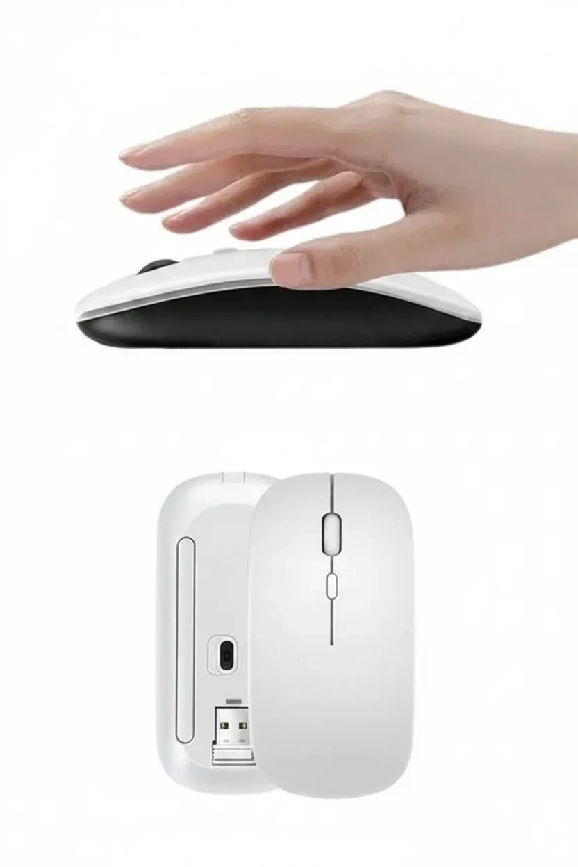 KABLOSUZ MOUSE FARE ŞARJLI BLUETOOTH WİRELESS ÇİFT MODLU SESSİZ ( )