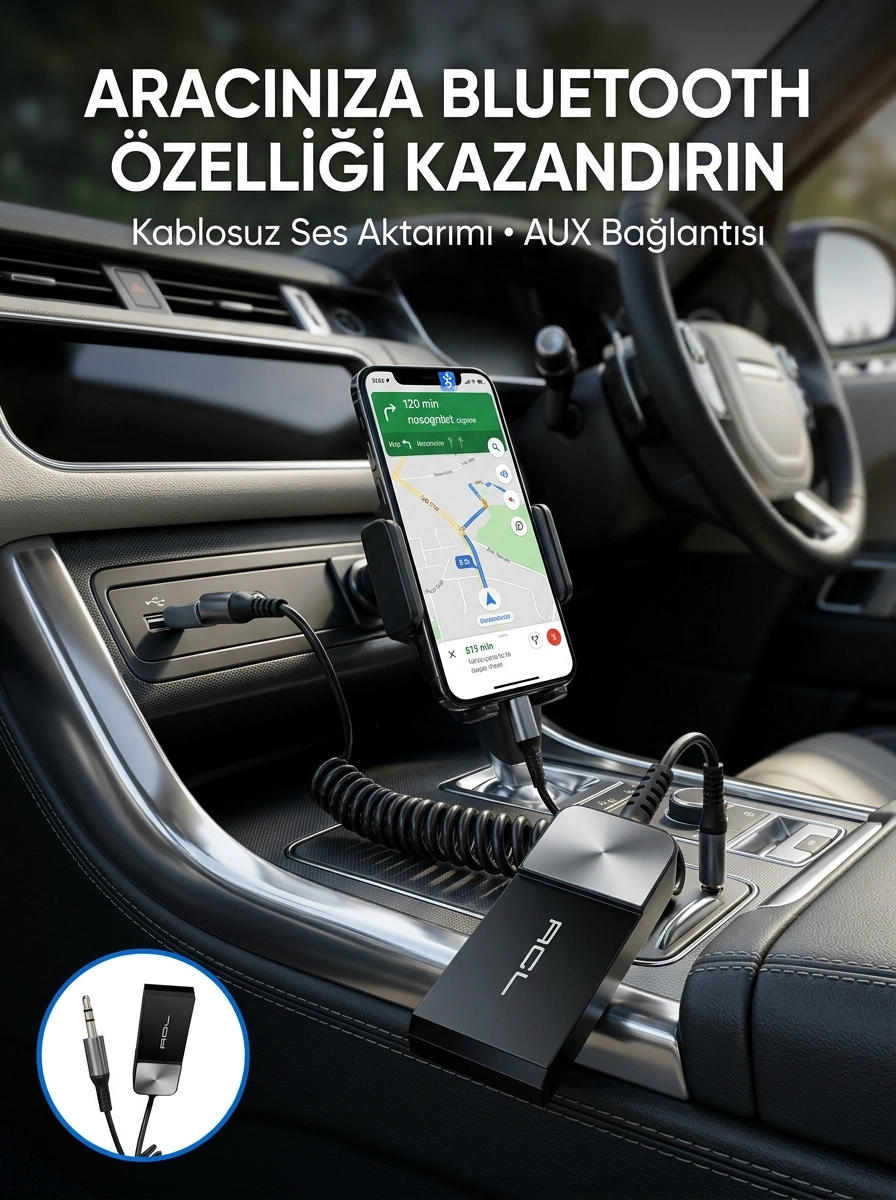 BUĞZ Kablosuz Müzik Aktarımı Sağlayan USB AUX Adaptörü