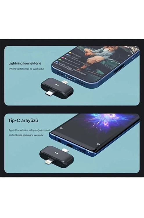 BUĞZ Kablosuz Profesyonel İkili Yayın Yaka Mikrofonu Şarj Kutu Mıknatıslı Typce Lightning Çıkış Mikrofon