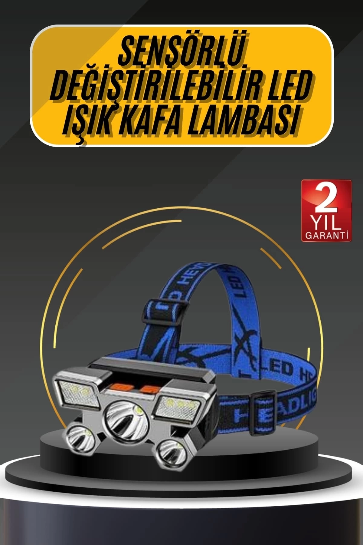 BUĞZ Kafa Lambası 800 Lümen 4 Mod Yüksek Işık Flaşörlü Şarjlı Led Lamba