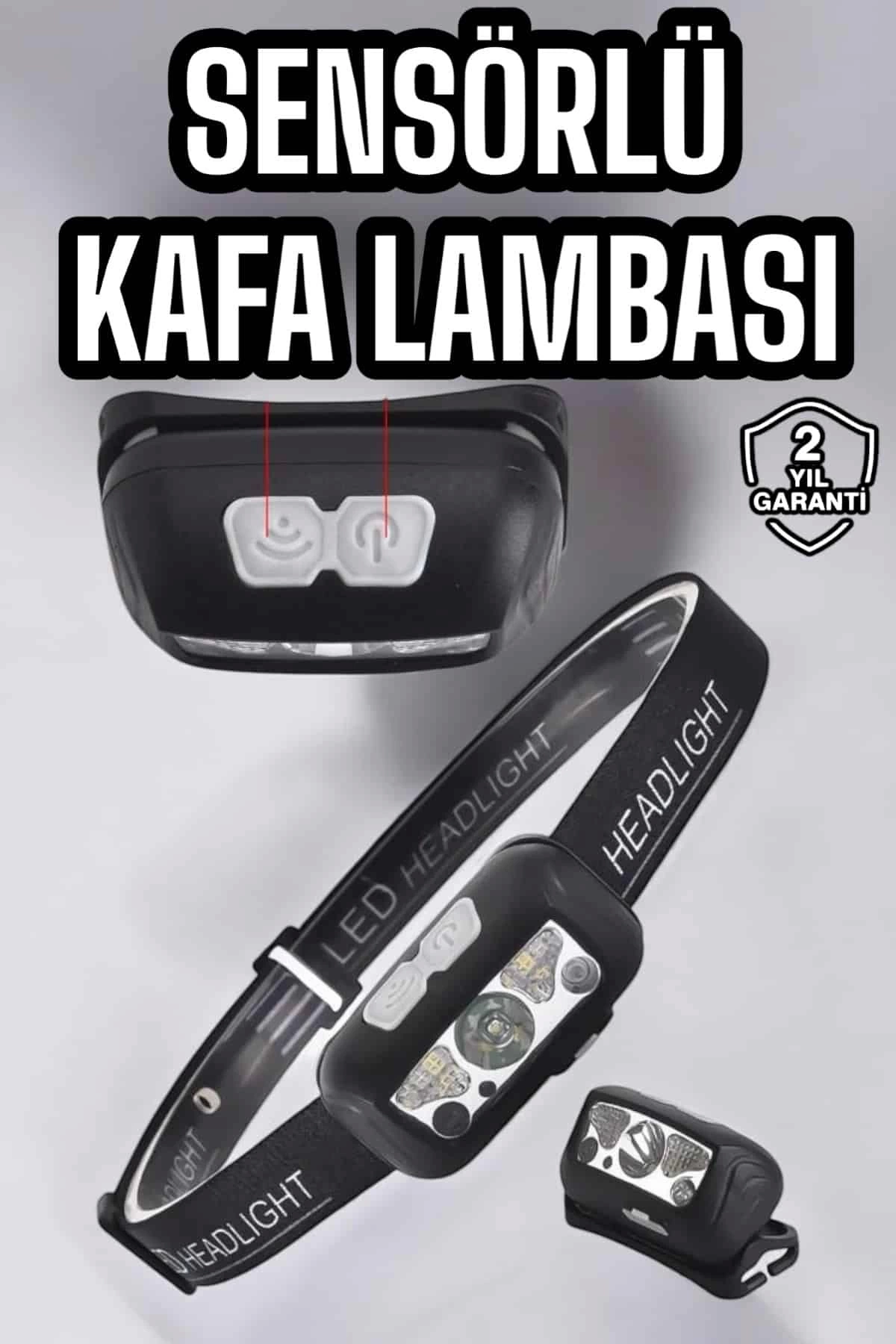 BUĞZ Kafa Lambası Kamp Lambası Sensörlü Şarjlı Ayarlanabilir