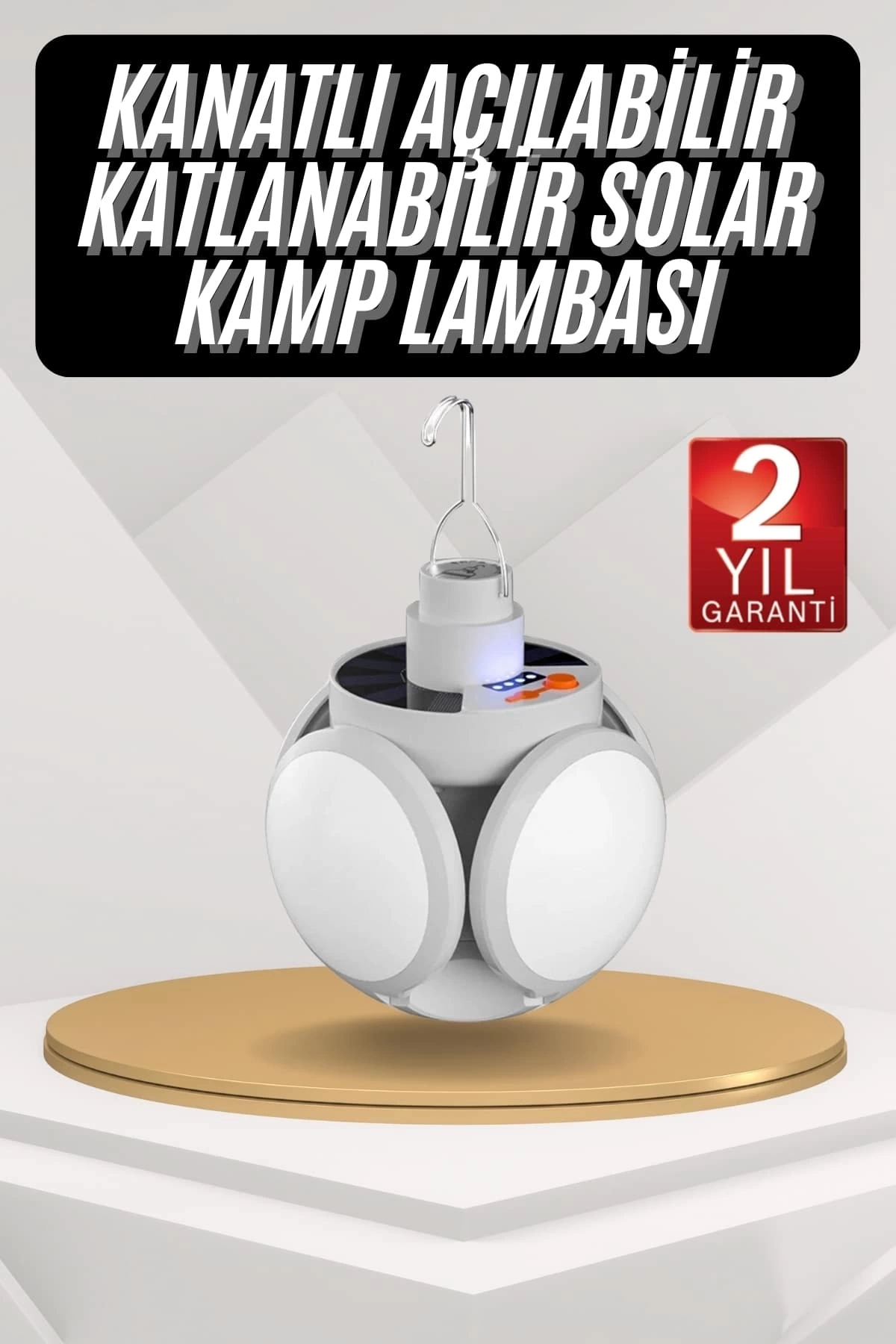 BUĞZ Kamp Lambası Güneş Enerjili Solar 5 Kanatlı Katlanır Lamba Karavan