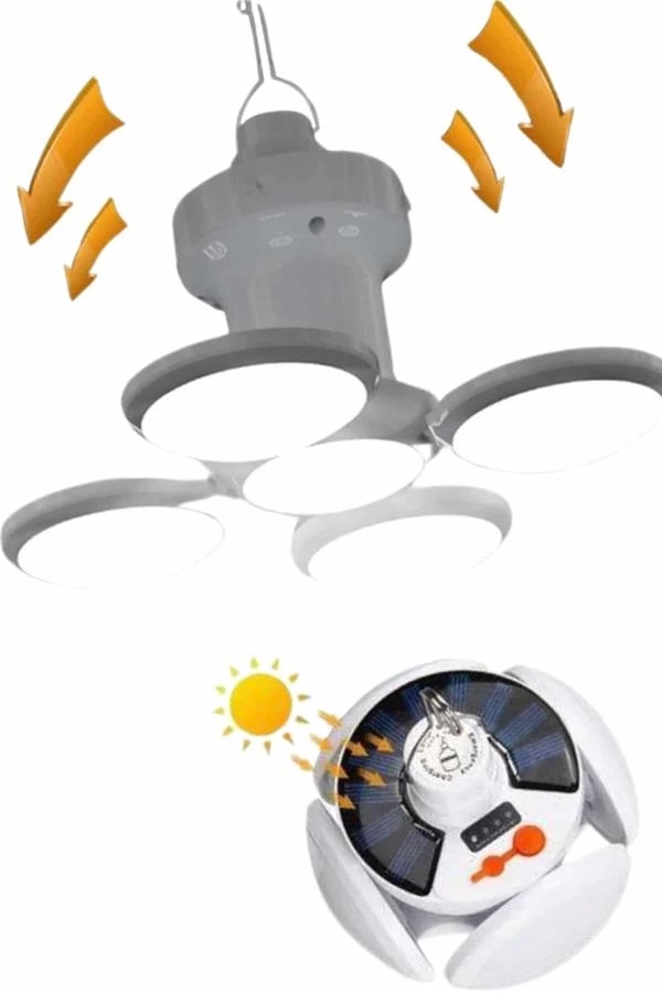 BUĞZ Kamp Lambası Güneş Enerjili Solar 5 Kanatlı Katlanır Lamba Karavan