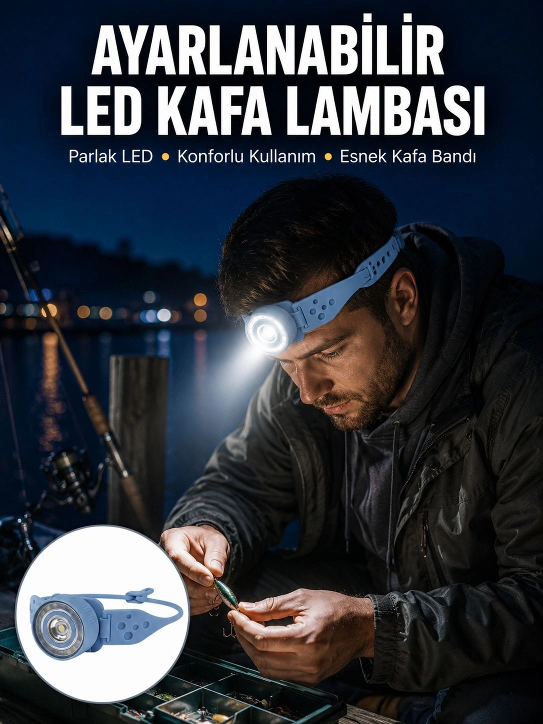 BUĞZ Kampçı Kafa Lambası Su Geçirmez Çok Modlu LED Yeni Nesil