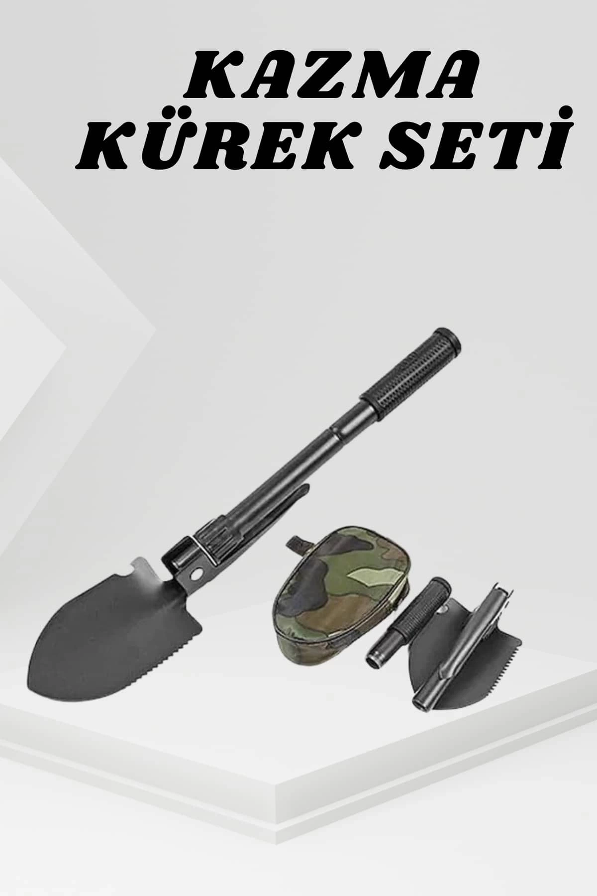 BUĞZ Katlanabilir Kamp Küreği Küçük Kazma Kürek Seti Pusulalı