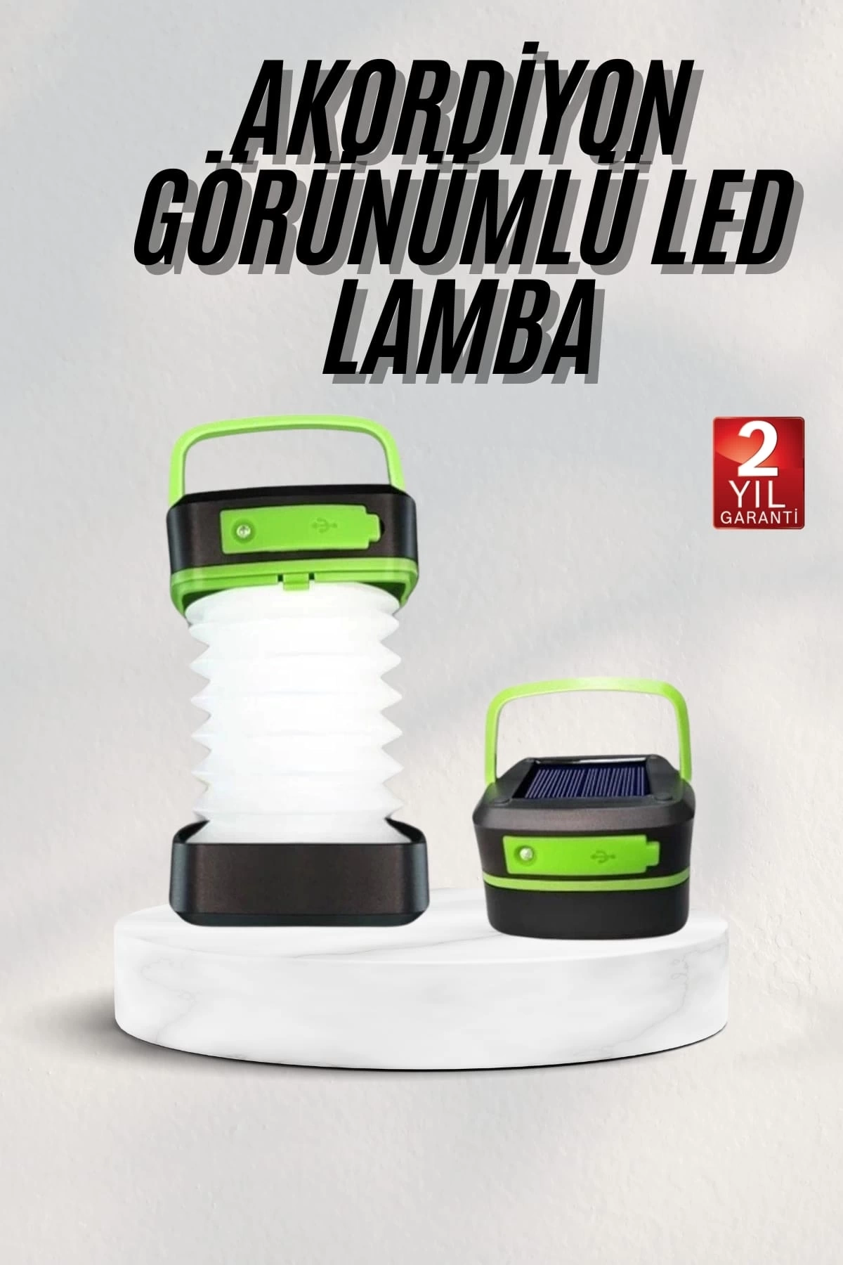 BUĞZ Katlanabilir Kamp Lambası Akordiyon Lamba Şarjlı 3 Kademeli Solar