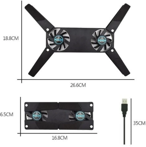 BUĞZ Katlanabilir Laptop Soğutucu 2 fanlı