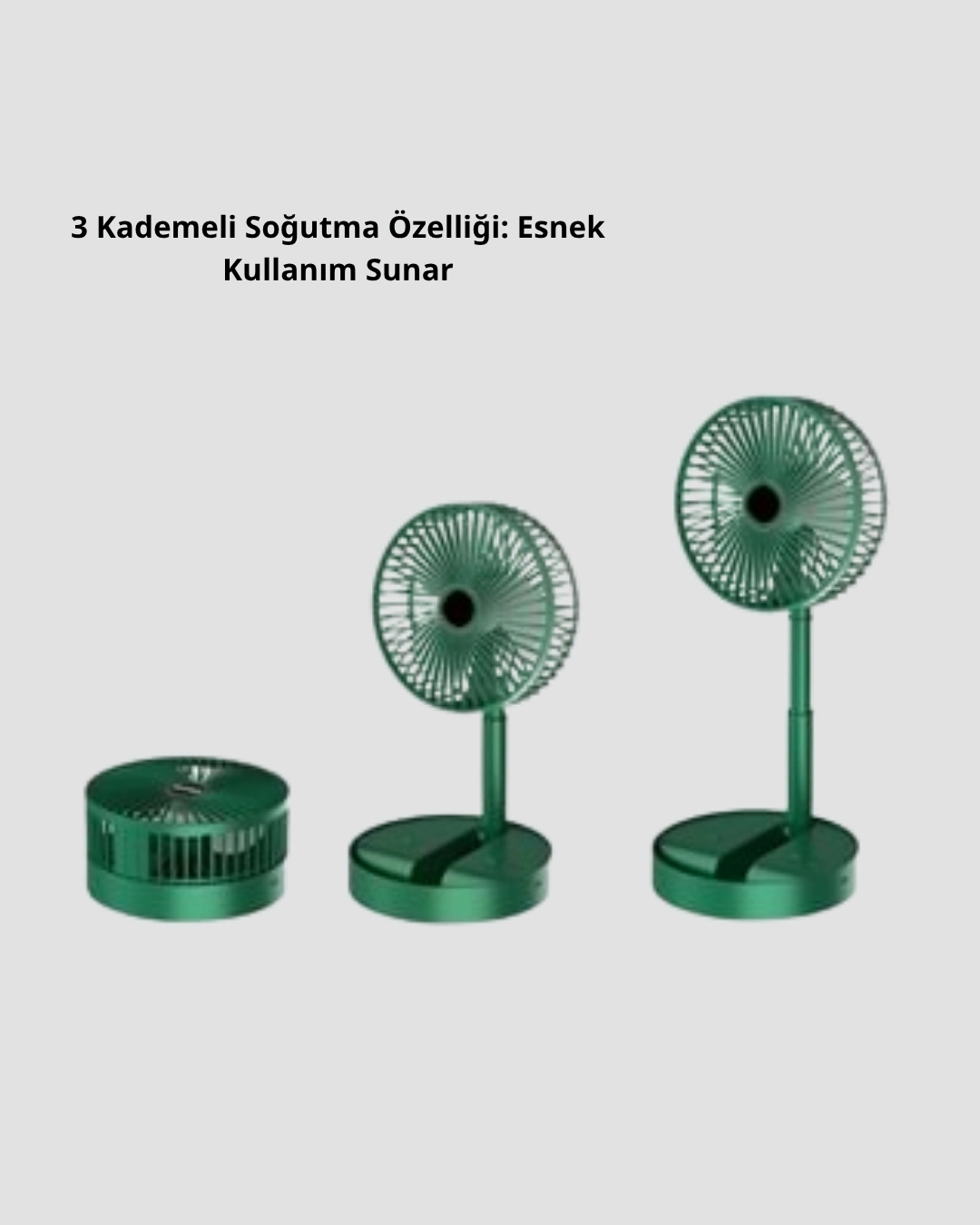 BUĞZ Katlanabilir Mini Fan – 3 Kademeli Soğutma, Şarjlı