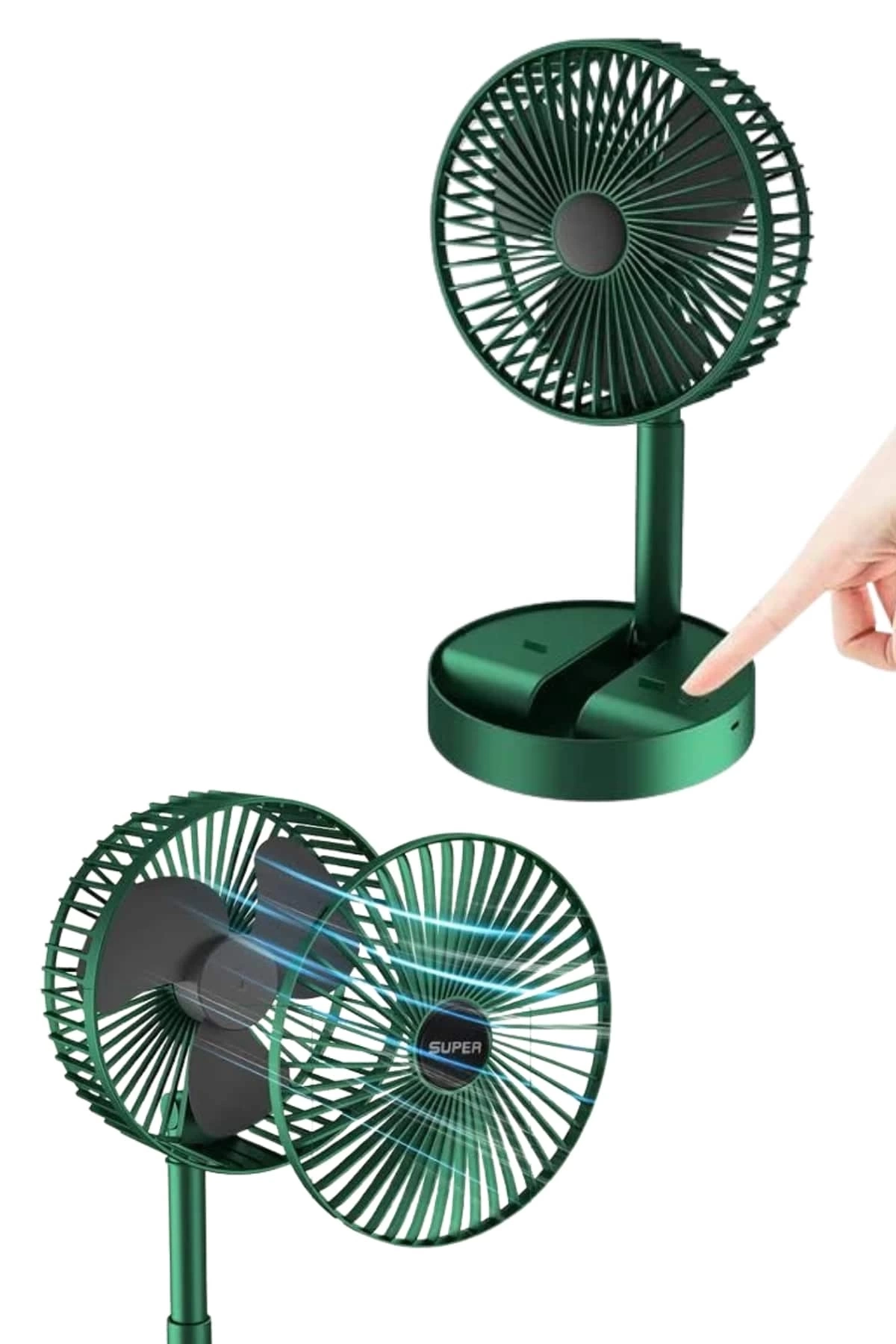 BUĞZ Katlanabilir Teleskopik Şarjlı Fan Masaüstü Soğutucu Vantilatör