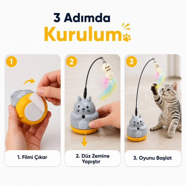 BUĞZ KEDİ ŞEKİLLİ DÖNEN PELUŞ BALIKLI OLTA OYUNCAĞI