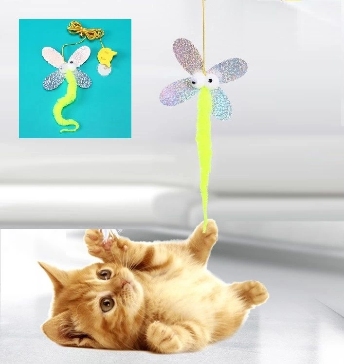 BUĞZ Kelebek Model Elastik Kendinden Yapışkanlı Kedi Oyun Oltası