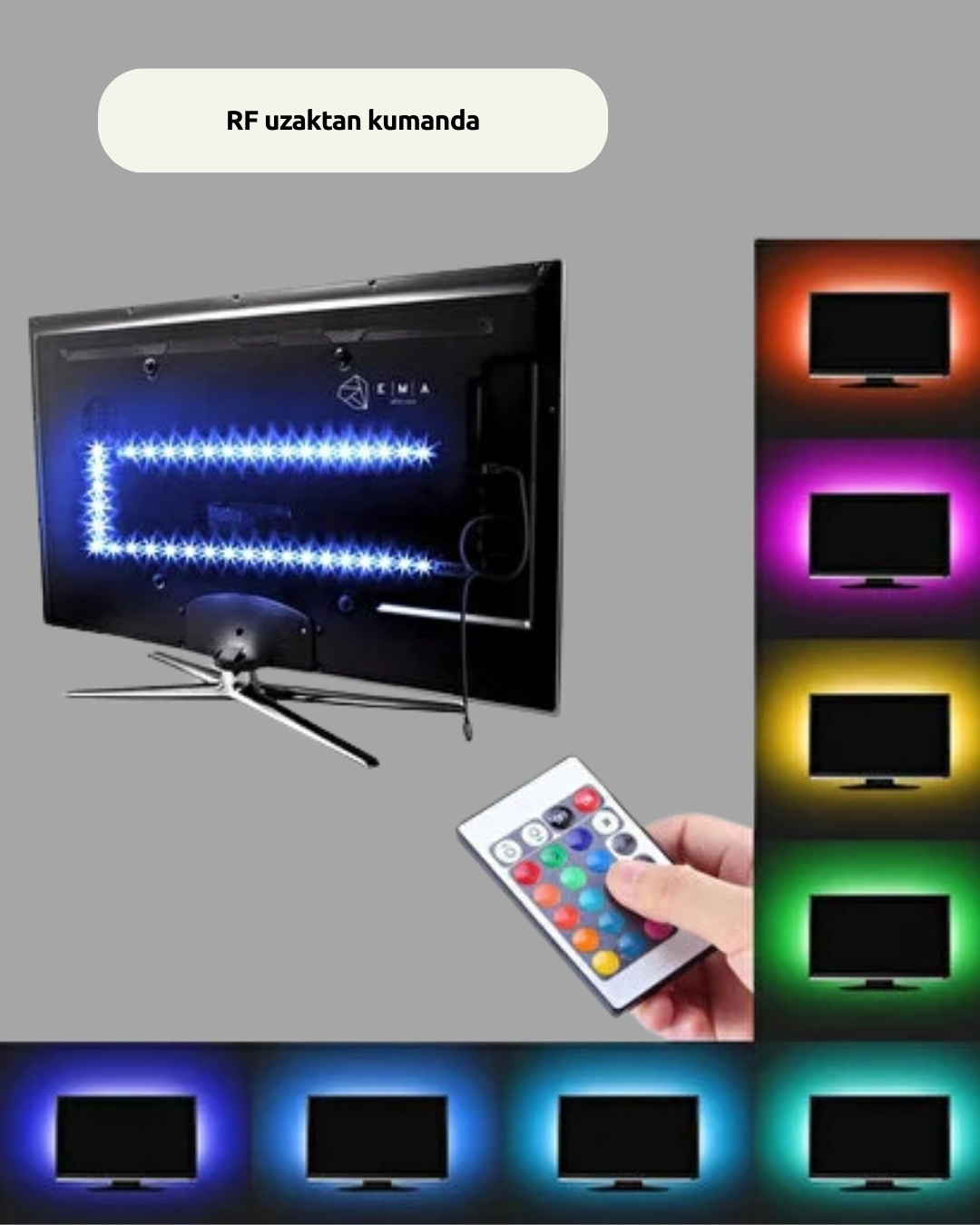 BUĞZ Kendinden Yapışkanlı LED Şerit Televizyon Aydınlatması 2mt