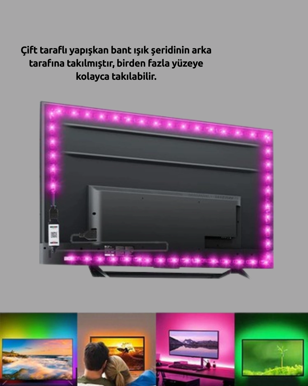 BUĞZ Kendinden Yapışkanlı LED Şerit Televizyon Aydınlatması 2mt