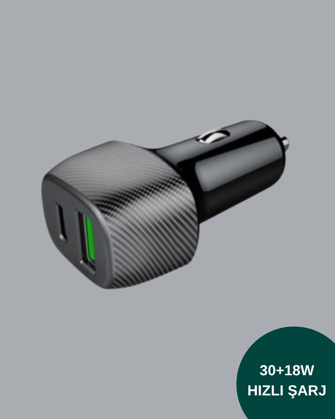 BUĞZ Kompakt Tasarımlı Type-C + USB Girişli Araç Şarj Başlığı