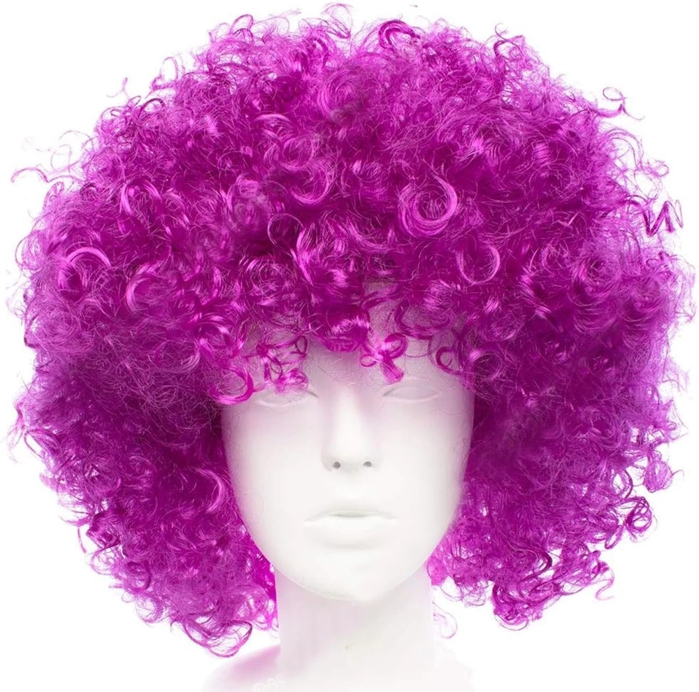 BUĞZ Koyu Mor Renk Violet Afro Bonus Saç Peruk