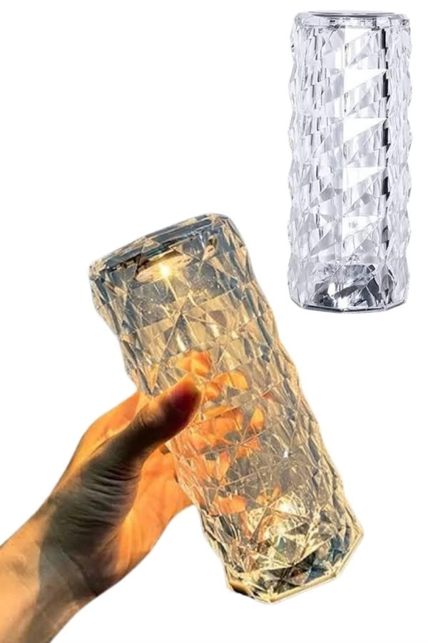 BUĞZ Kristal Lamba Masa Lambası Şarjlı Masa Lambası Dokunmatik Sensör Usb Şarjlı