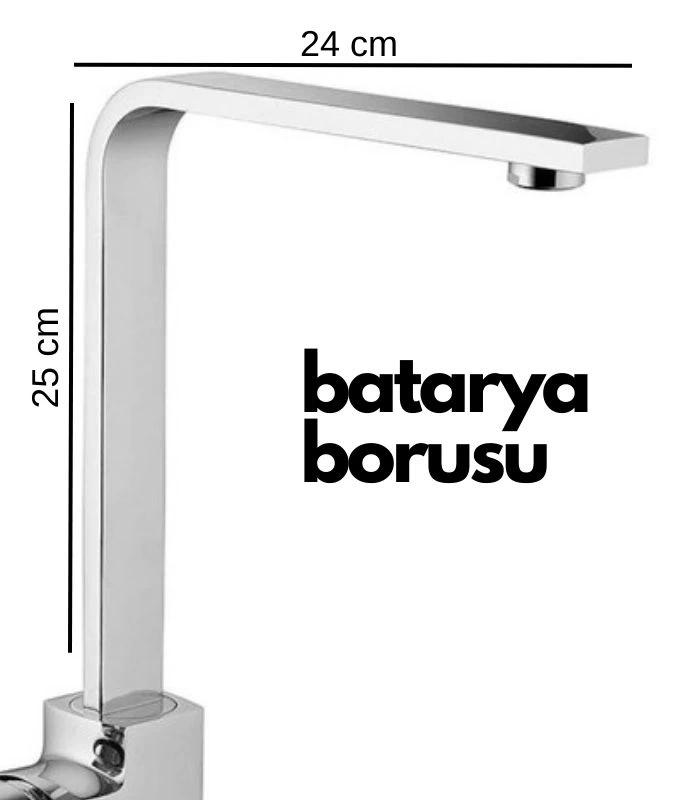 BUĞZ Krom Mutfak Evye Batarya İçin Köşeli Su Borusu Paslanmaz ve Eca Uyumlu 25x25
