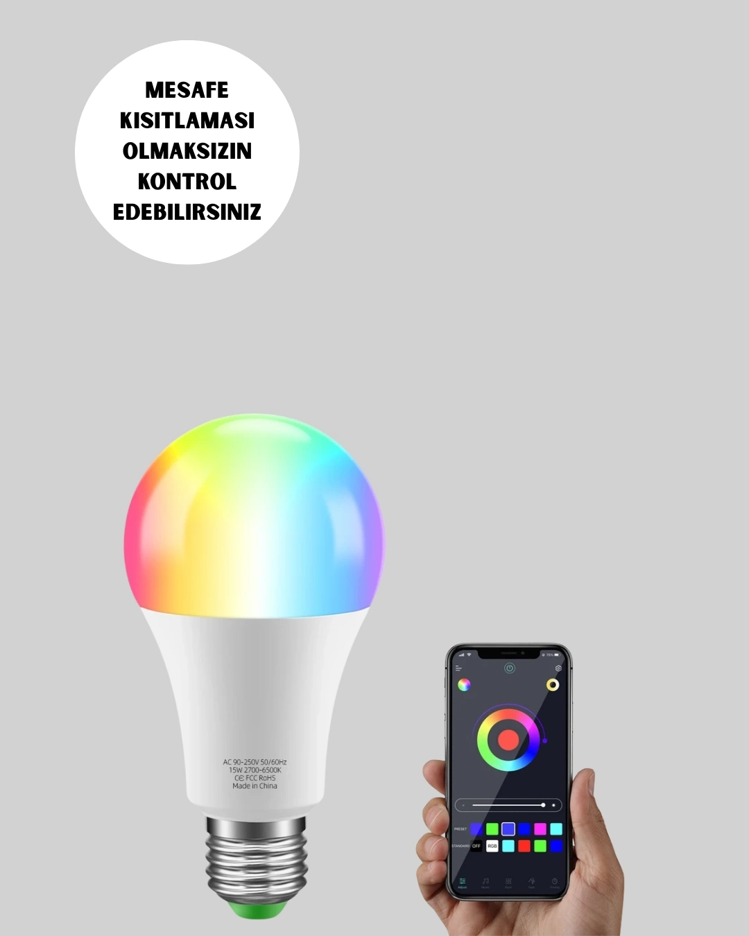 BUĞZ Kumanda Destekli Çok Renkli Akıllı LED Ampul