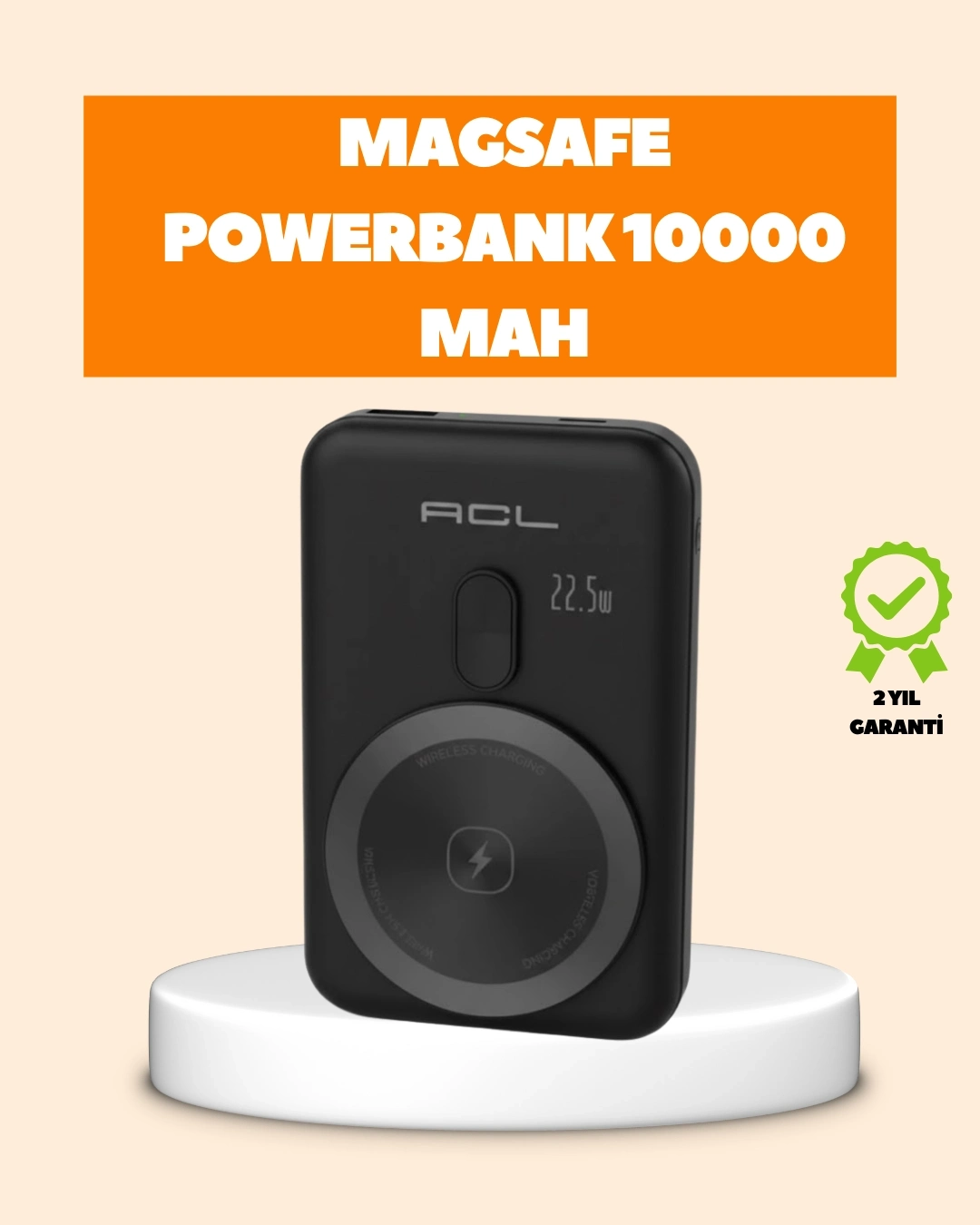 BUĞZ LCD Ekranlı Kablosuz Powerbank Type C ve USB Çıkışlı