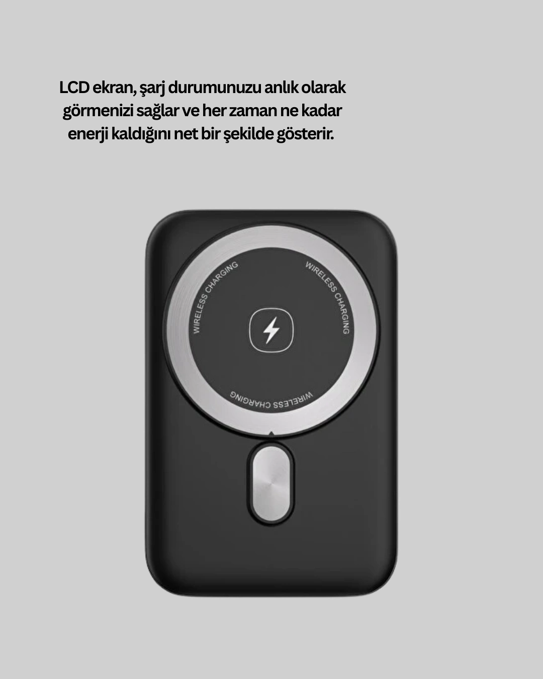 BUĞZ LCD Ekranlı Kablosuz Powerbank Type C ve USB Çıkışlı