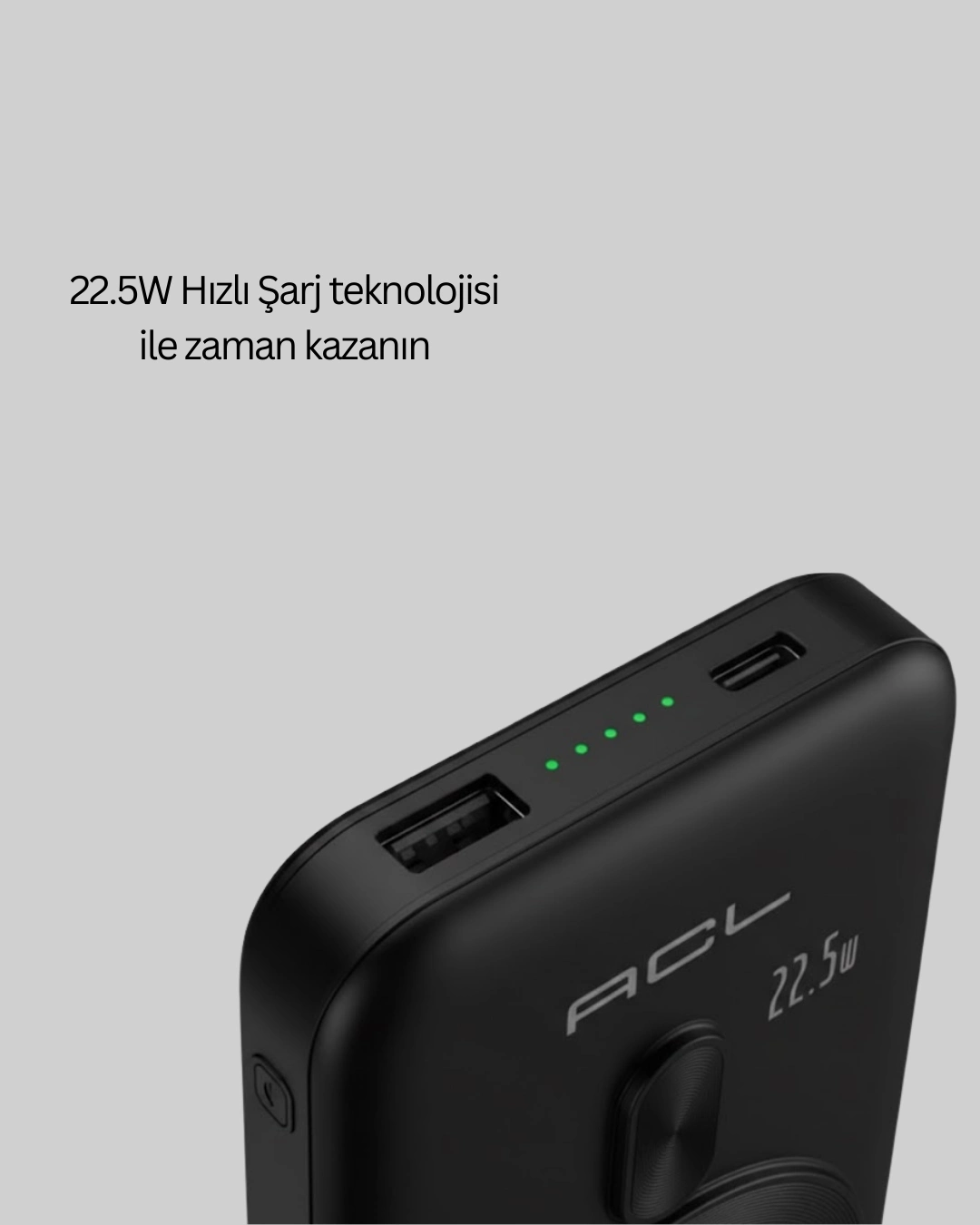 BUĞZ LCD Ekranlı Kablosuz Powerbank Type C ve USB Çıkışlı