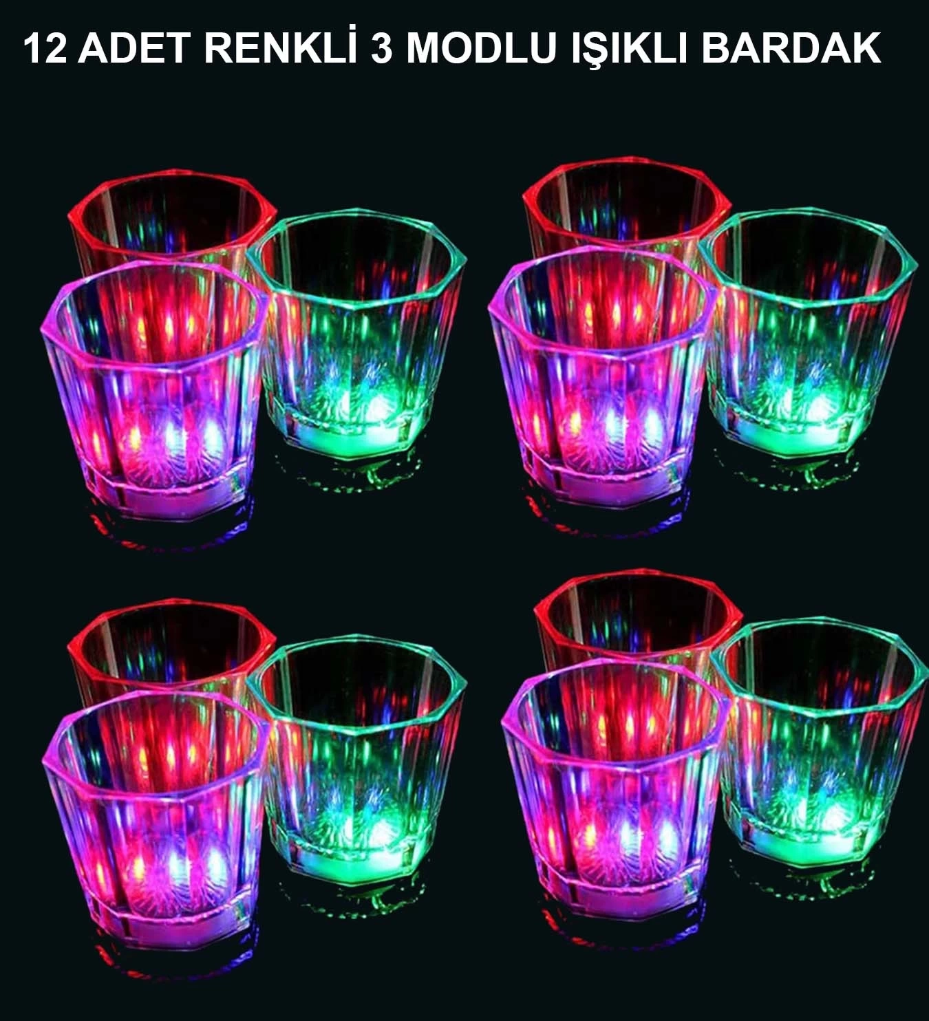 BUĞZ LED Işıklı Eğlence Bardak Seti 12 Adet