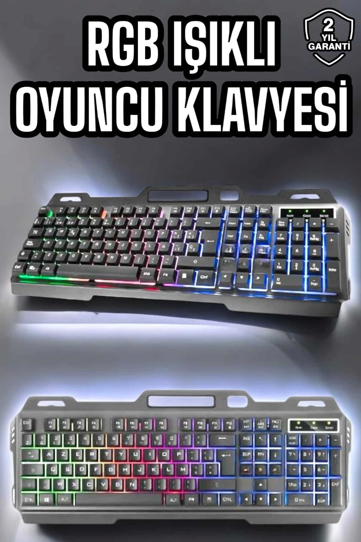 BUĞZ Led Işıklı Oyuncu Klavye Usb Girişli RGB Işıklı Q Klavye Mouse Hediyeli