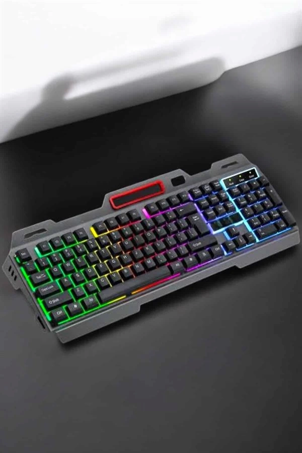 BUĞZ Led Işıklı Oyuncu Klavye Usb Girişli RGB Işıklı Q Klavye Mouse Hediyeli